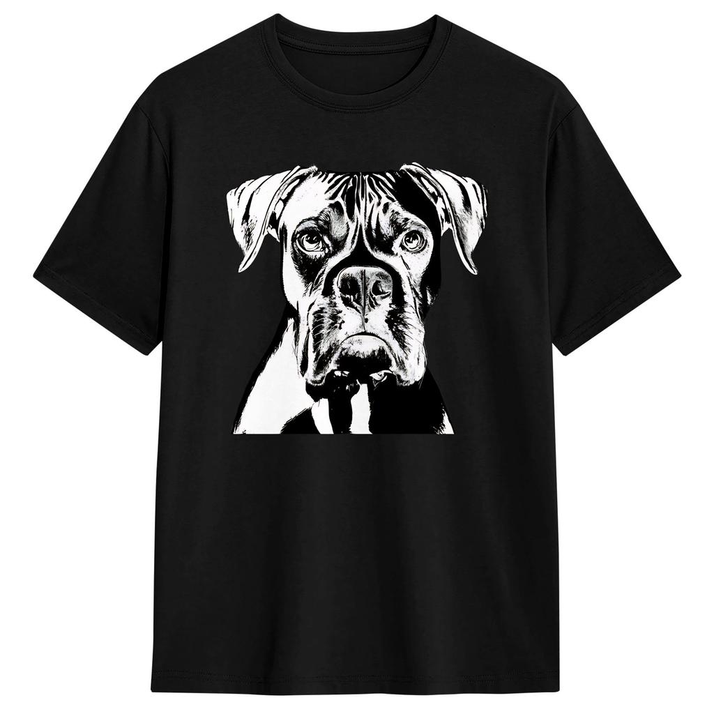 Boxer Head Cotton T Shirt For Men Summer  Y2K Retro TShirts Crew Neck Hip Hop Tees Big Size Print Tops