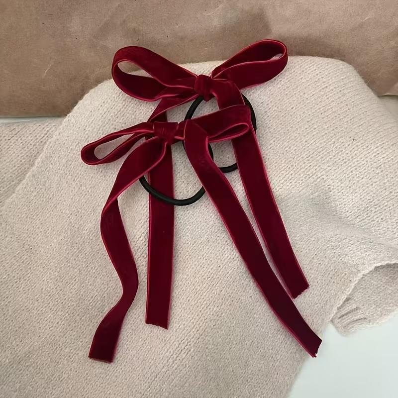 Bow Hair Rope Scrunchies Long Satin Ribbon Bow Elastic Hair Tie Ropes Satin Silky Bow Hair Ties French Bowknot Bands Rope Ponytail Holder Accessories