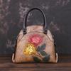 Flowers Print Genuine Leather Shoulder Bags for Women Handbags Vintage Design Brand Fashion Crossbody Bag GZW