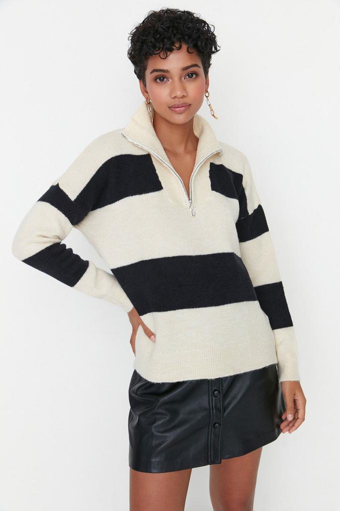 Женский модный стильный свитер, широкий крой, мягкий текстурированный трикотаж на молнии, свитер