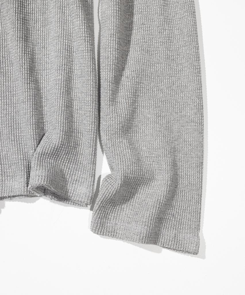 MASSNOUN Waffle Cut Divide Boat Neck Long Sleeve Mssls002-Gy