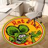 1 шт. Наклейка Rat Fink, Круглый ковер, Изготовлен из полиэстера, Идеально подходит для украшения офисных стульев, гостиных