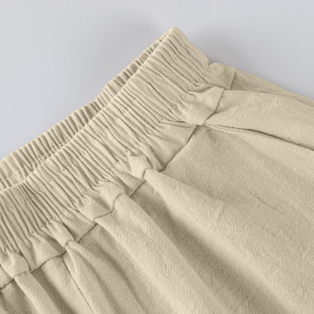 Женские хлопково-льняные повседневные модные шорты, свободные брюки-харены, с высокой посадкой, широкие штанины