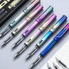Calligraphy Pen,Fountain Pen EF Nib Metallic Color Pen Body Piston-Filled Ink Absorber Removable Visible Ink Window Ink Sac Available