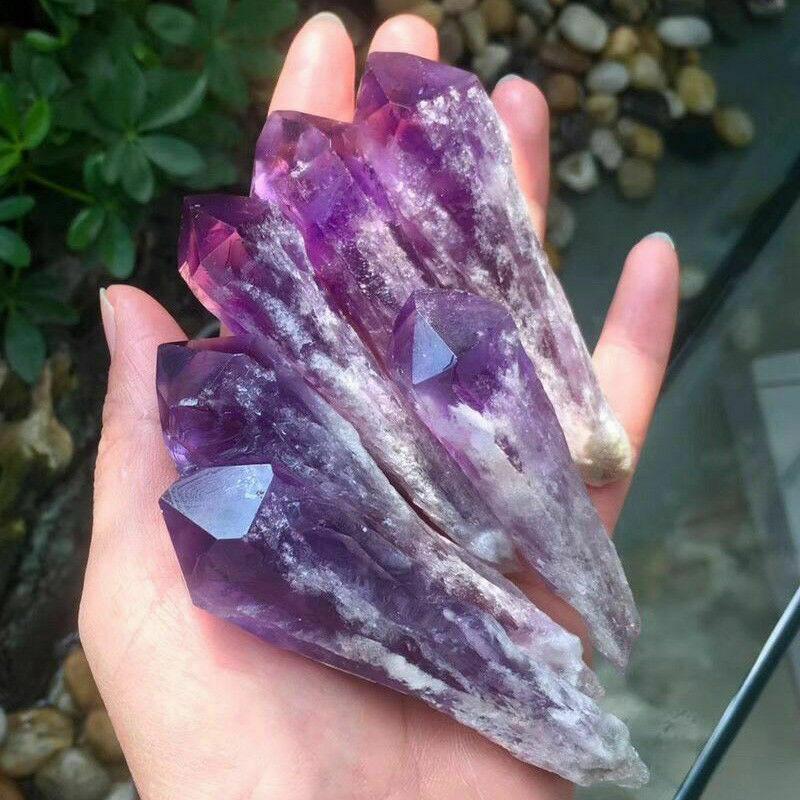 Quartz Amethyst Natural Crystal Wand Point Specimen Healing Home Decor Gift