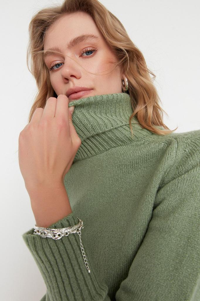 Women's Fashion Stylish Sweater Mint Soft Textured Basic Knitwear Sweater