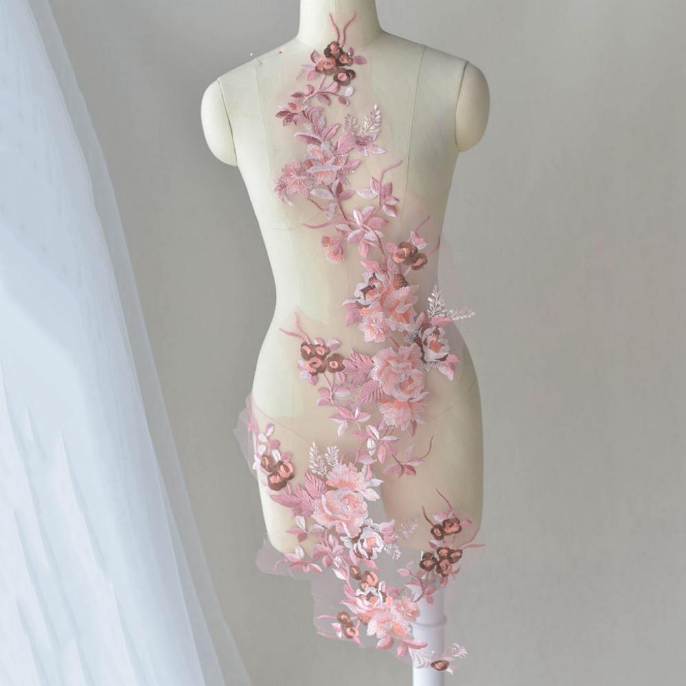 Mesh Bottom Flower Embroidery Patch Lace Trim Floral Design Applique Lace Fabric Applique Sew On Embroidery Flower Patch