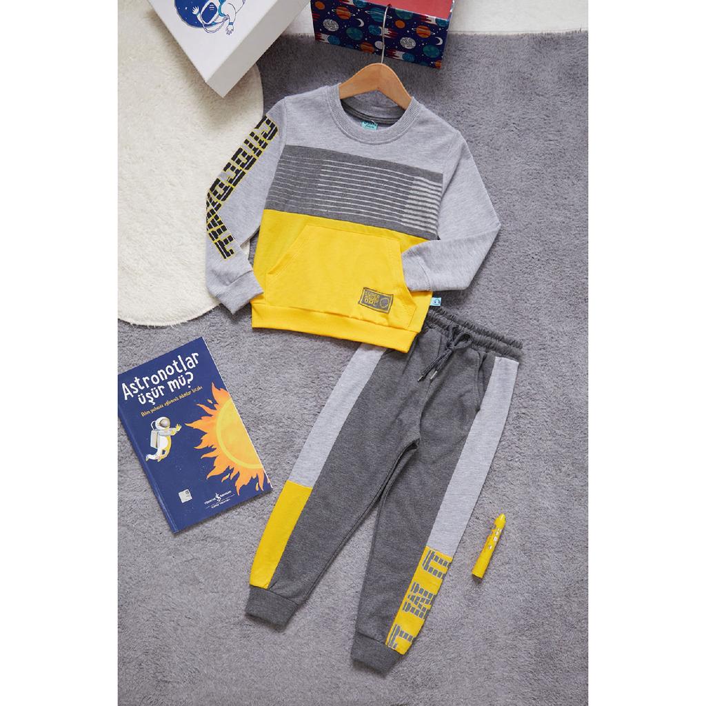 Спортивный костюм для мальчиков с текстовым принтом Kangaroo Pocket Orange Team 14987-1