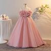 Flower Girl Princess Dress For Weddings Summer Kid Formal Bow Long Gown For School Evening Party Children New Year Cloth LP662