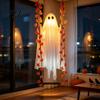 Lightweight Fabric Ghost Decor Halloween Hanging Swing Ghost, Light Up Outdoor Swinging with Maple Leaf LED Lights Vine And Remote Control for