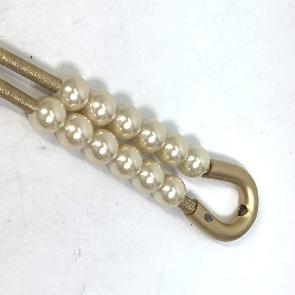 CHANEL 01C Faux pearl  belt Leather Gold