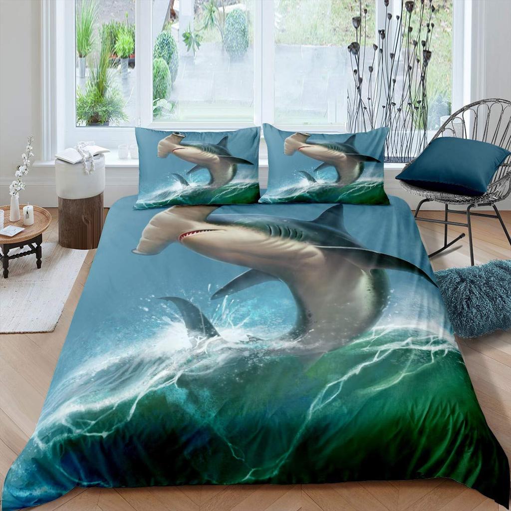 Комплект постельного белья Deep Sea Shark, комплект постельного белья Black Shark, подводный мир, океанская жизнь, комплект одеяла для мальчиков и мужчин, размер Queen Size