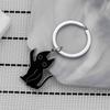 Unconvinced Kitten Keychain Cartoon Funny Stainless Steel Keychain Middle Finger Black Cat Pendant Car Keychain Gift