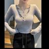 Autumn/Winter 2025 Slim V-neck Long-sleeve Base Layer Top - Sexy Versatile Women's Short T-shirt.