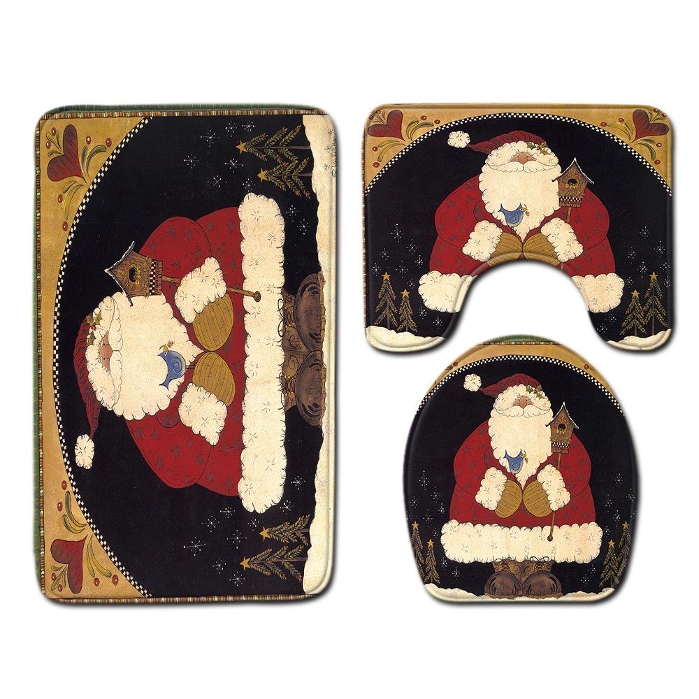 Рождественская шторка для душа, коврик для пола, комбинация из четырех предметов, ковер для ванной комнаты и туалета, коврик для душевой комнаты, коврик для ног
