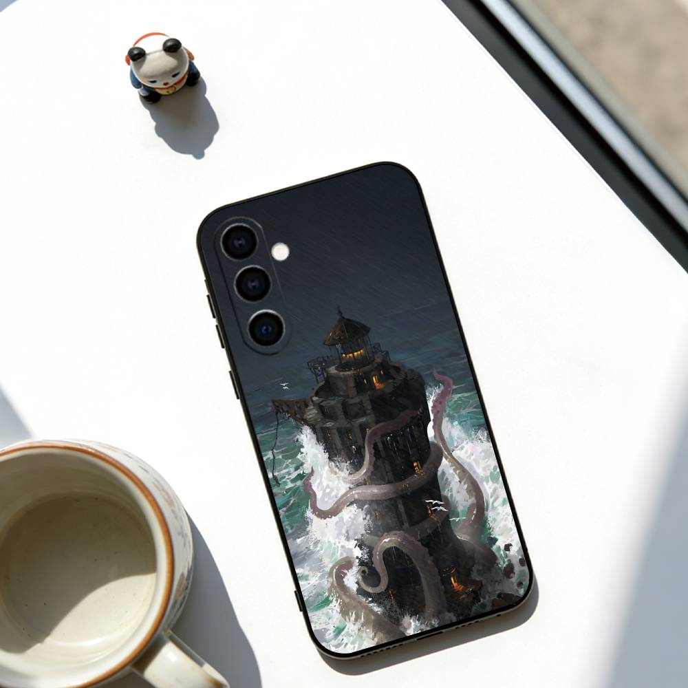 Абстрактный маяк Чехол для телефона Черный силикон Мягкий Для Samsung Galaxy A73,A72,A71,A70,A53,A52,A51