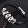 Панк-браслет Череп Скелет Нержавеющая сталь Кожаные браслеты и браслеты Мужские черные плетеные кожаные панк-мужские украшения BB0188