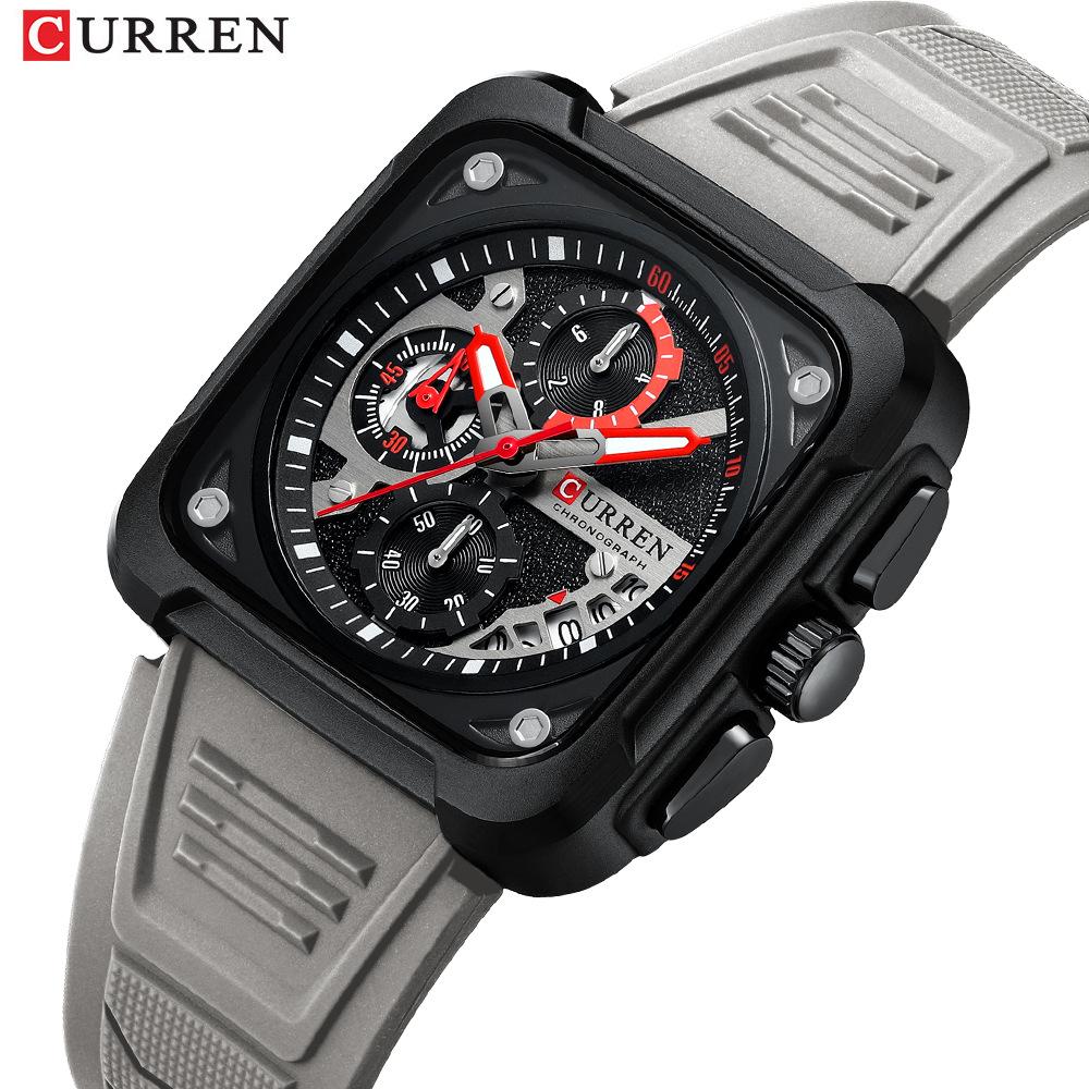 CURREN Business Quartz Watch For Men Original Chronograph Silica Gel Wristwatch Waterproof Luminous Calendar Luxury Man Watches