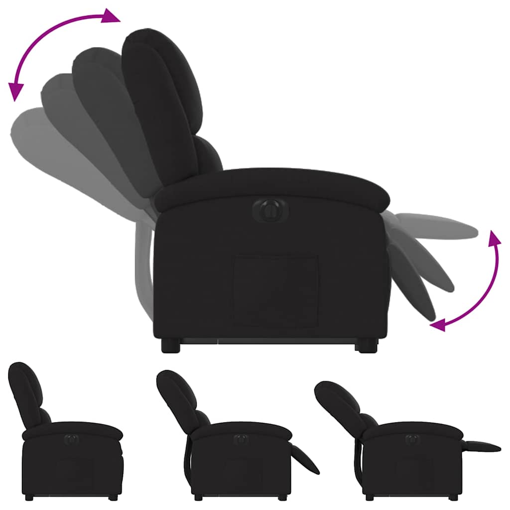Electric Recliner Chair with Rising Function Black Fabric