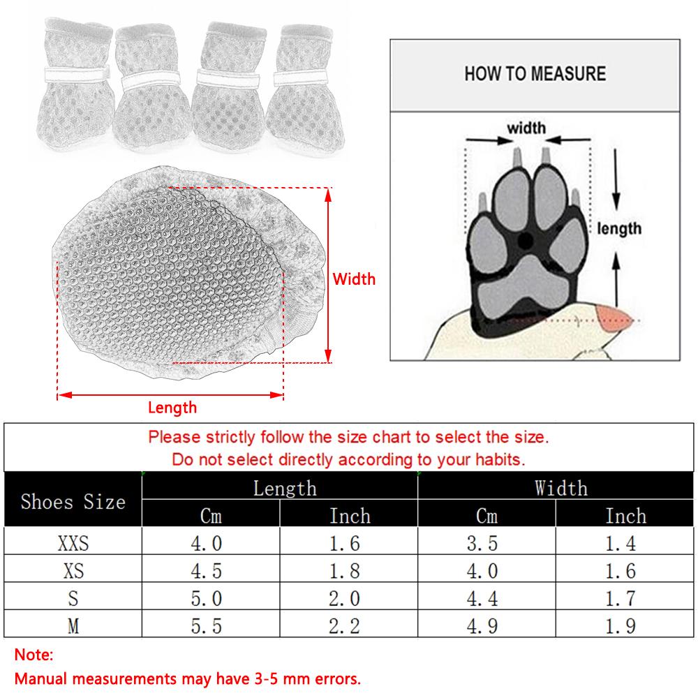 Mesh Dog Shoes For Small Dogs Cats Paw Protector Puppy Boots Reflective Breathable Chihuahua Pug Sandals Pet Supplies 4pcs/set