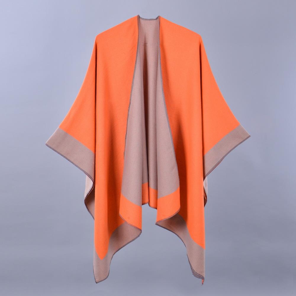 New Women's Spring Scarf Shawl Fashion Versatile Solid Color Four Seasons Imitation Cashmere Split Cape Amazon