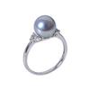 Регулируемое минималистичное кольцо серебристо-серого цвета с голубым жемчугом и бриллиантом