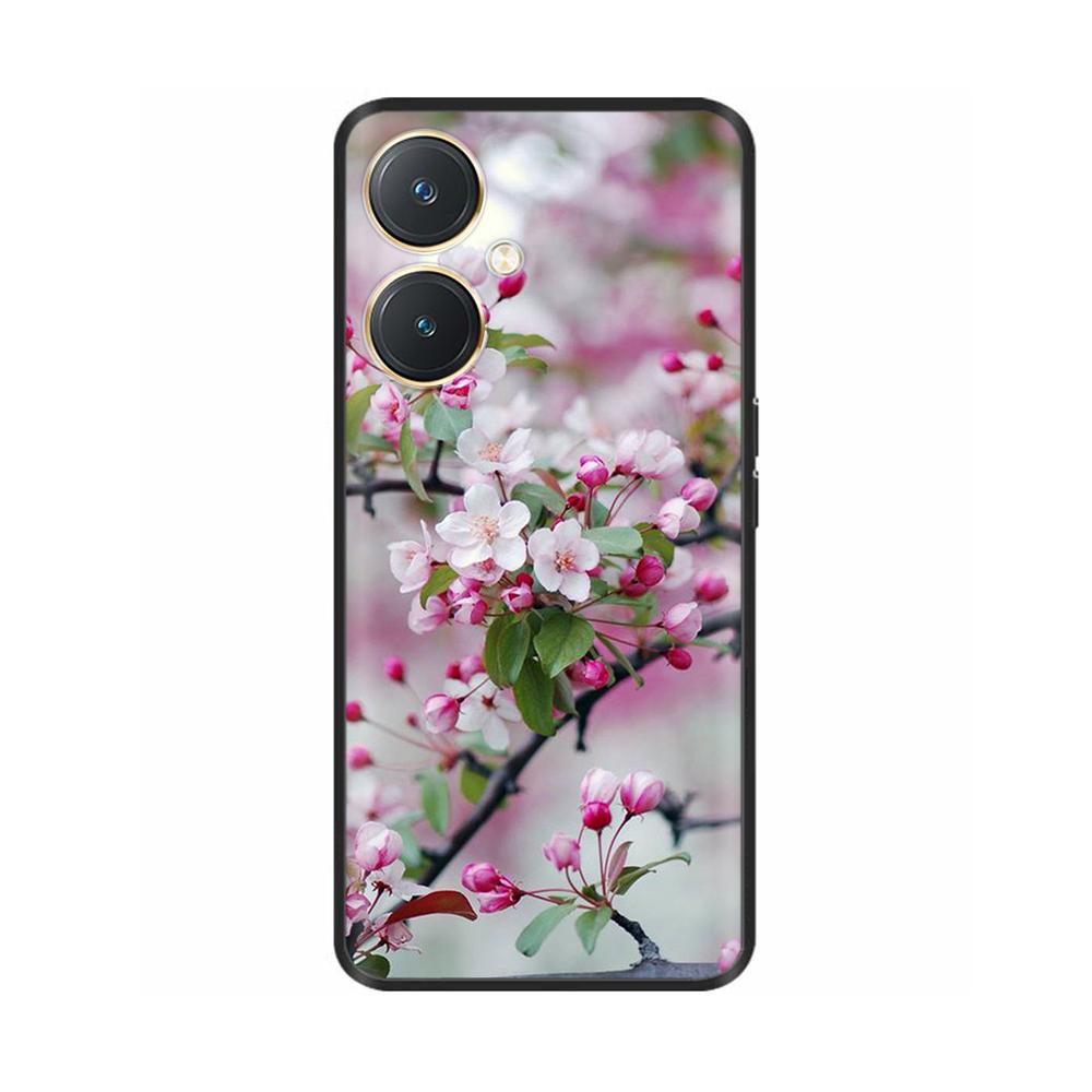 Чехол для Vivo Y27 Y27s Модные Цветы Черный Мягкий Силиконовый Ударопрочный TPU Чехол для Телефона Funda для Vivo Y27 Y 27 Бампер V2249