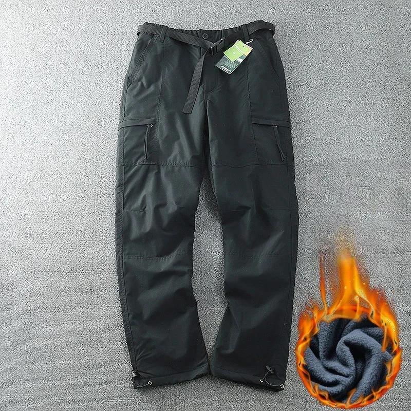 Ветрозащитные и водонепроницаемые брюки Outdoor Plus Velvet Soft Shell, прямые зимние повседневные брюки, сумка, оснастка
