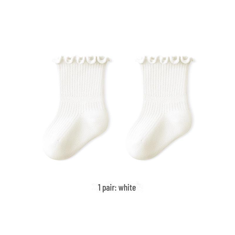 Осенние детские носки свободного кроя с деревянными ушками и средней длиной - однотонные, не сдавливающие короткие носки для новорожденных