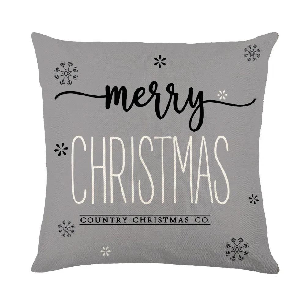 Christmas Cushion Cover Linen Pillow Covers Holiday Decoration Home Decor Salon Sofa Pillow Case Throw/Couch