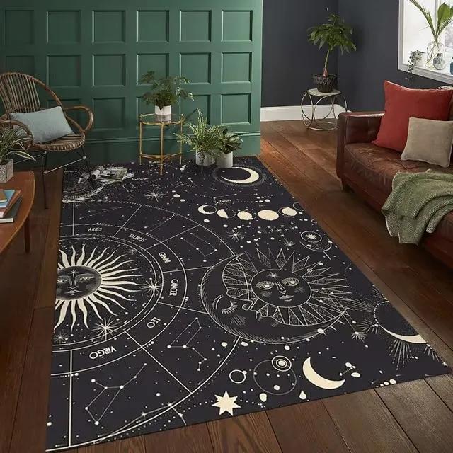 Sun Moon Pentagram Witch Altar Rug Carpet for Living Room Gothic Decor Sofa Table Area Rugs Doormat Large Floor Mat