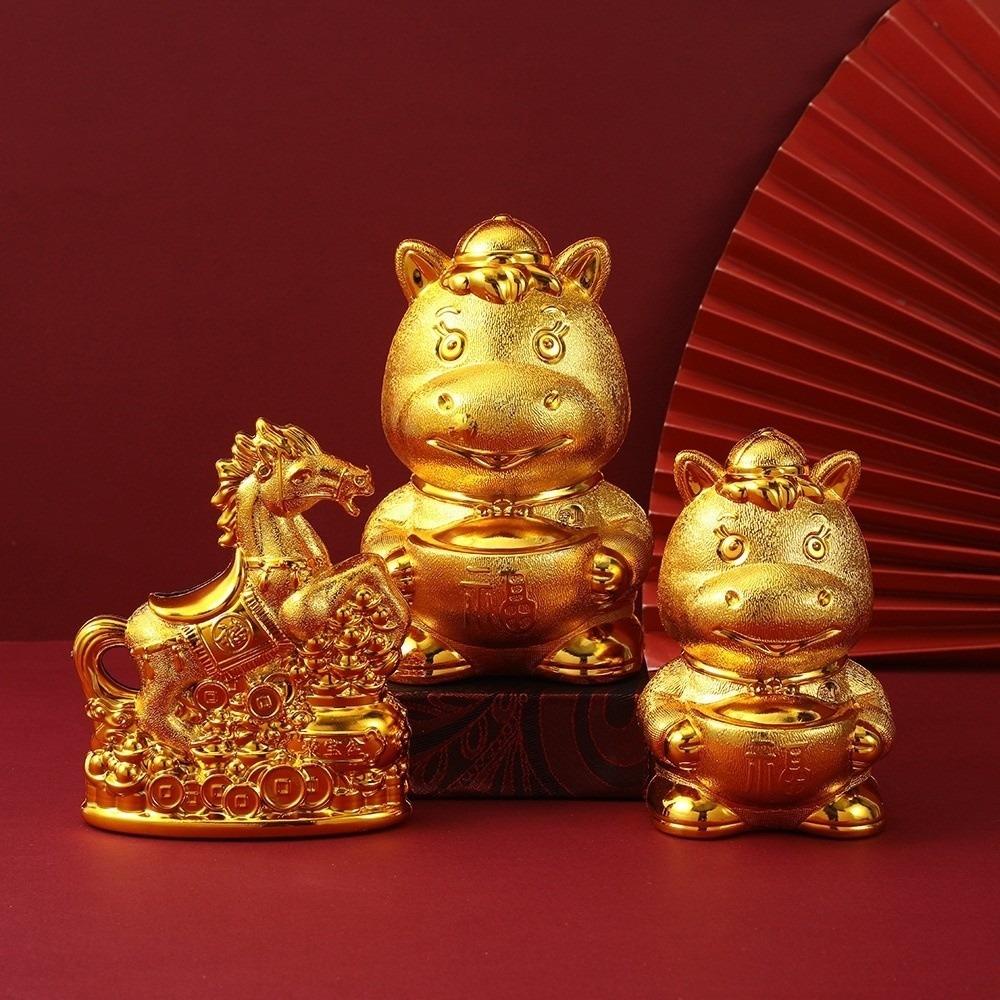 Традиционный Зодиакальный Конь Копилка Креативный Золотой Счастливые Деньги Слитки Статуэтки Милый Процветание Фэн-шуй Символ Богатства Новый Год