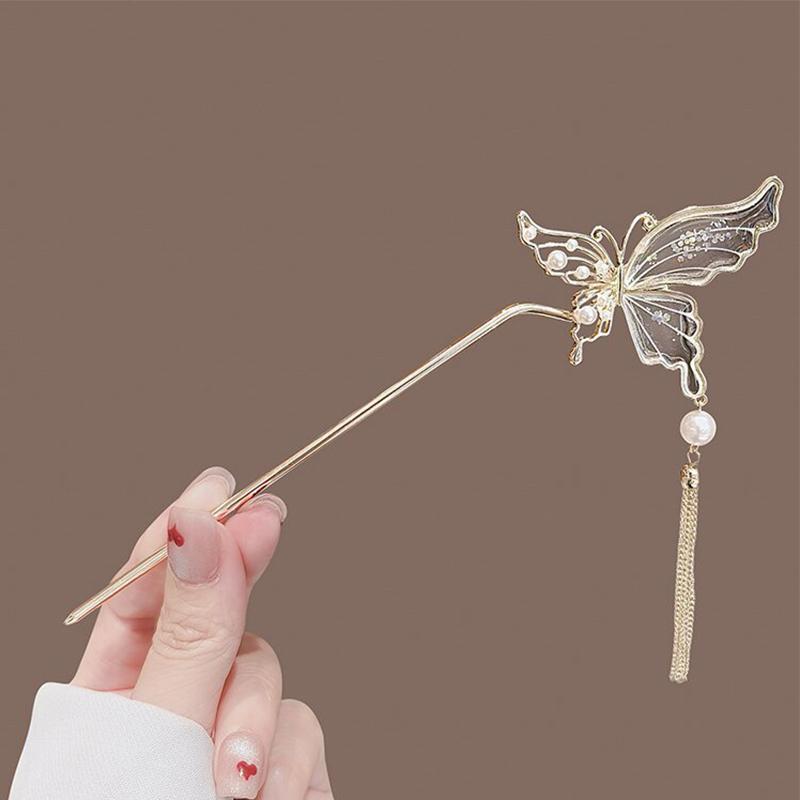 Vintage Butterfly Tassel Hair Sticks For Women Girls Chinese Style Hair Sticks Versatile Exquisite Hair Accessories Gifts