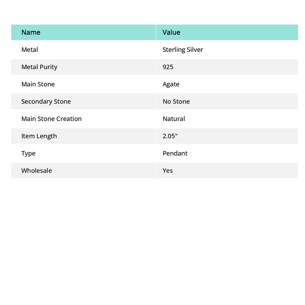 Подвеска из натурального мохового агата ручной работы из стерлингового серебра 925 пробы 2,05 дюйма e4R46