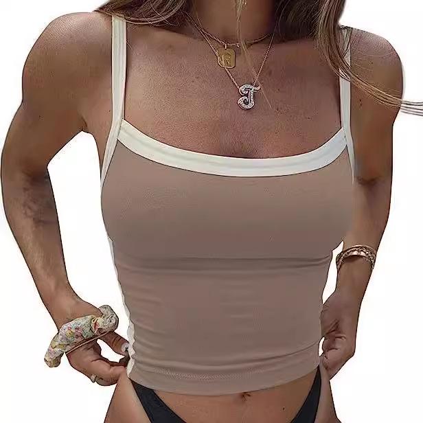 Безрукавная базовая футболка однотонный жилет-майка женская модная внутренняя верхняя часть универсальная для весны и лета сексуальная и удобная