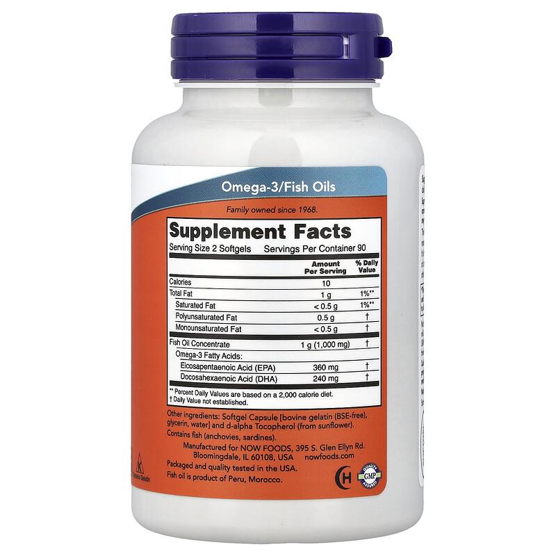Omega-3 Mini Gels Fish Oil, 180 Softgels (0.5 g per Softgel)