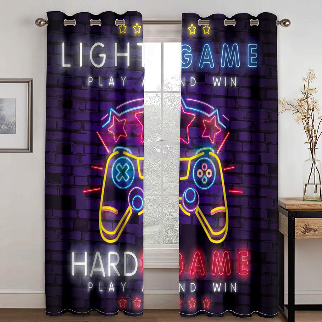 3D E-Sports Gamepad Game Controller Video Boy Kids Child Winodw Drape Curtains Set for Living Room Bedroom 2 Pieces Free Shiping