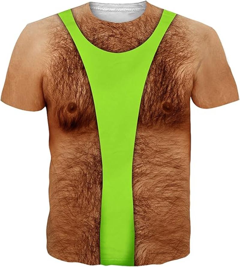Interesting Muscle Men's 3D Printed T-shirt Breatha Parody Cosplay Men's Short Sleeved Top Summer Outdoor Street Round Neck Clothing