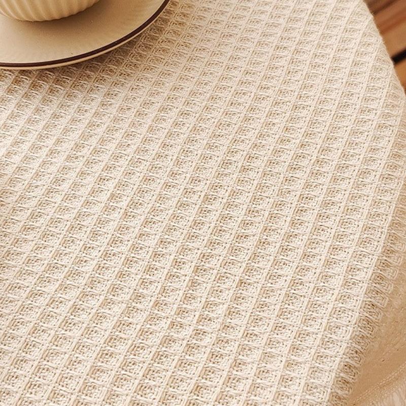 French Ins Style Japanese Pastoral White Tablecloth Coffee Table Cloth Bedside Table Retro Tassel Round Table Tablecloth