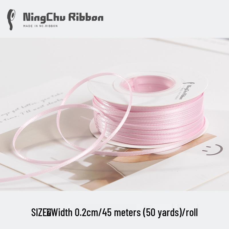 Двусторонняя атласная лента 2 мм для закладки, свадебных бантов и подарочной упаковки