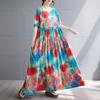 Short Sleeve Plus Size Cotton Vintage Floral New In Dresses for Women Casual Loose Long Summer