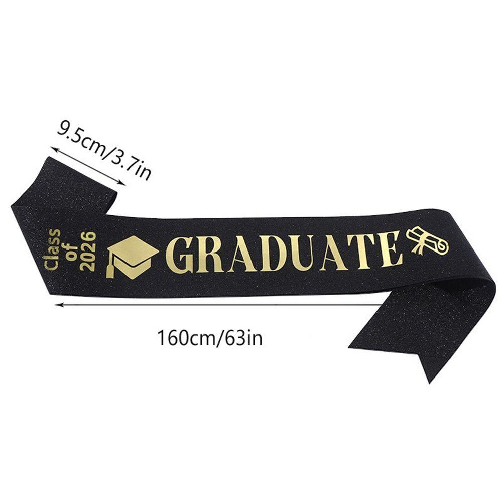 Class of 2026 Graduation Sash Belts Black White Bachelor Sash Etiquette Belt Graduation Party