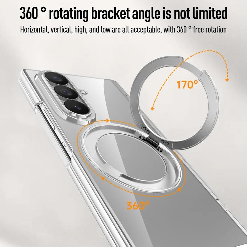 For Samsung Galaxy Z Fold 8Ultra Swivel Alloy Bracket Magnetic & Bracket & Ring 3in1 Tempered Glass Film For Magsafe Phone Case