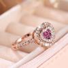 Сверкающее циркониевое сердце, обручальное кольцо для женщин, романтическое предложение, ювелирные изделия, цвет розового золота, подарок