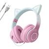 Cute Cat Ear Headphones for Bluetooth with Rainbow Color and Adjustable Wired and Wireless Perfect for Kids and or New Gift Kids, 5.1, LED,
