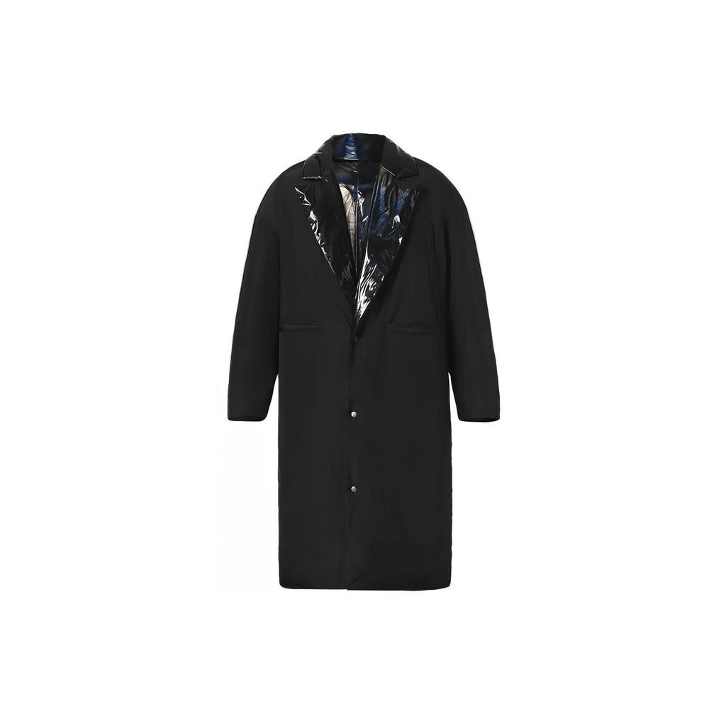 Li Ning 21FW Wu Chuang Wu Yi блестящий двусторонний теплый однотонный длинный пуховик мужская верхняя одежда черный AYMR063-1