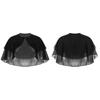 Women Elegant Pure Color Chiffon Shawl Cape Ruffle 2-Layer Chiffon Wraps Bolero Dress Accessory for Party Wedding