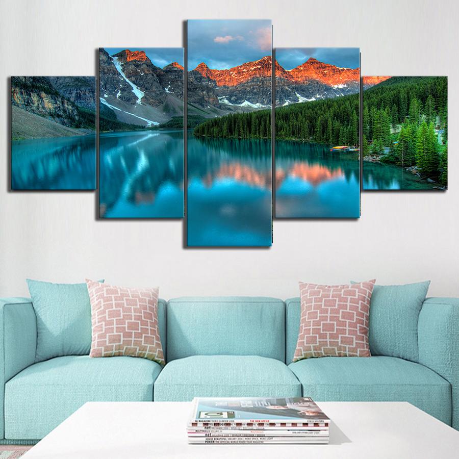 Artwork Wall Art Canvas Painting Canvas 5 Piece Print Painting Painting Modern Picture Poster Landscape Living Room Decor