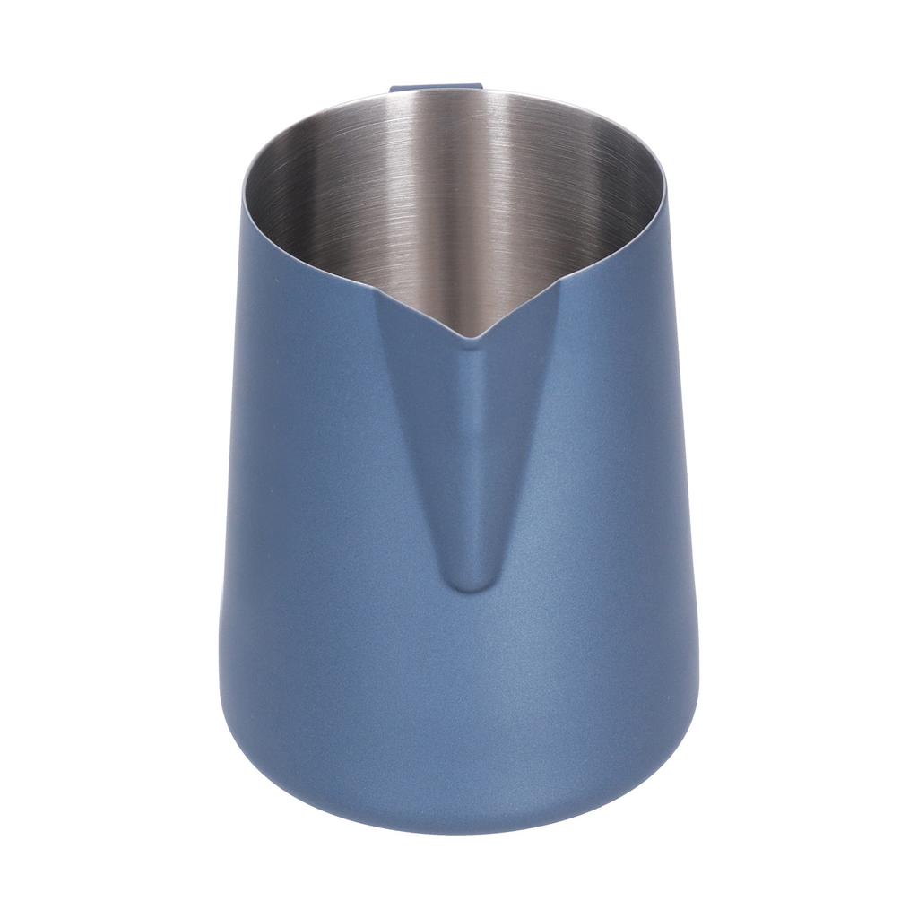 Latte Cup Pointed Spout 304 Stainless Steel Durable Milk Frothing Pitcher with Angled HandleBlue 600ml(without Label)