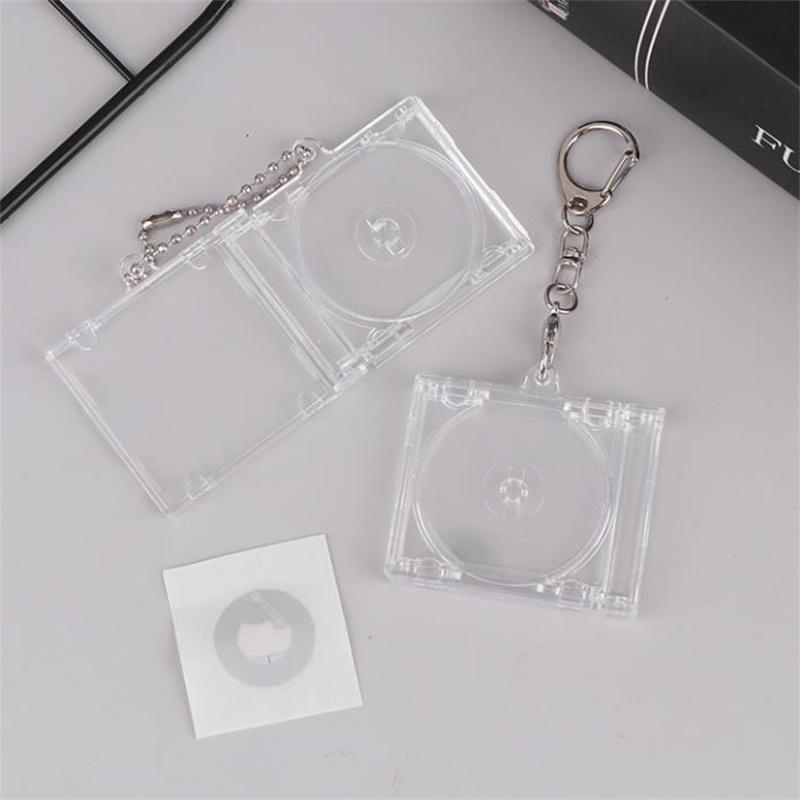 1Pc Blank Album Mini Cd Case Keychain Cd Player Keyring Peripheral Commemorative Album Key Holder For Diy Backpack Pendant